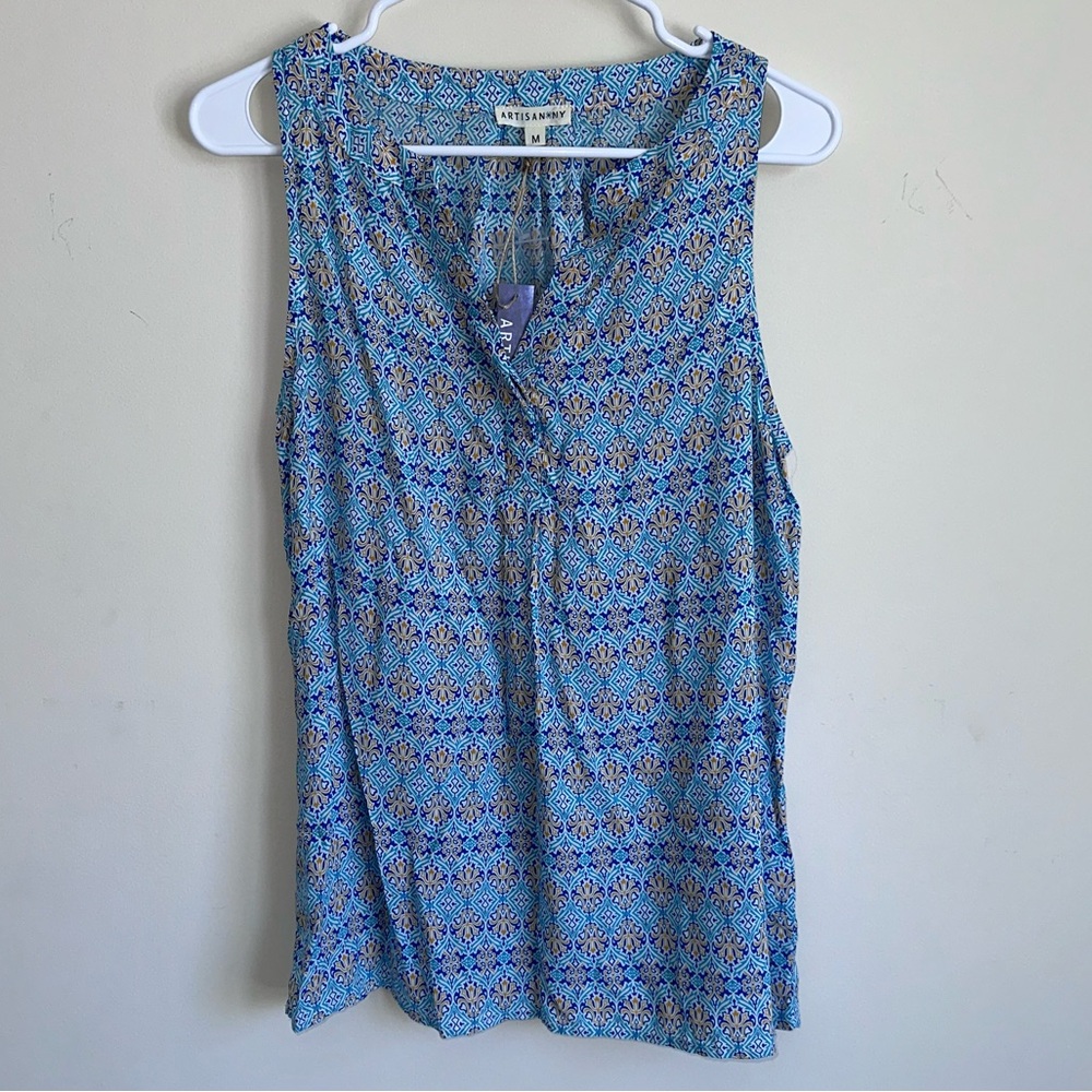 Women’s Blue and Orange Sleeveless Top - Medium